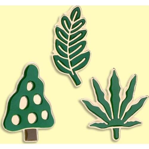3 styles Leaves Enamel Pin Pine Maple Willow Brooch Backpack Clothes Lapel Tree Jewelry Gift for Friends