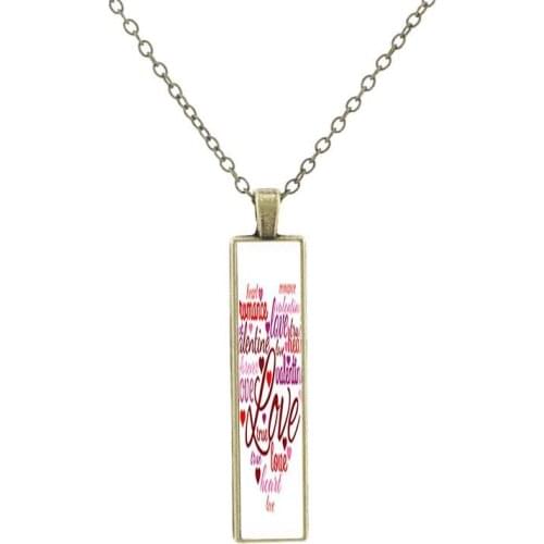 JOINBEAUTY Pink Love Image Glass Bronze Chain Men’s Jewelry Classic Art Picture Glass Pendant Necklace Fashion for Men’s Friends