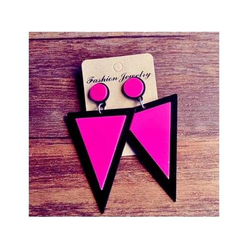 Black Pink Triangle Geometric Pendants Acrylic Drop Earrings Exaggerated Fashion Jewelry Dangle Earring Accessories dropshipping
