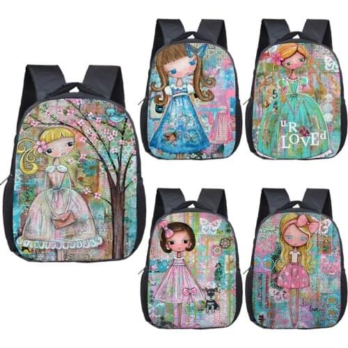 Cartoon Dolls Drawing Backpack Children School Bags Cute Girls Boobag Kids Kindergarten Backpack Baby Toddler Bag Gift
