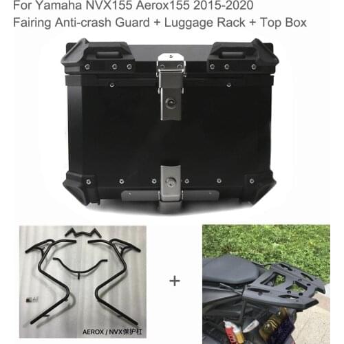 For Yamaha NVX155 Aerox155 NVX Aerox 155 2015-2020 Motor Highway Crash Guard Side Protector+ Luggage Rack + Top Box Helmet Case