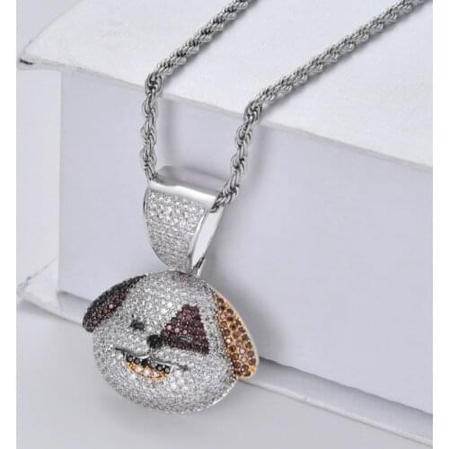 European and American Hip-Hop Pendant Cute Piebald Dog Small Animal Fashionable Pendant Micro-Inlaid Zircon Jewelry