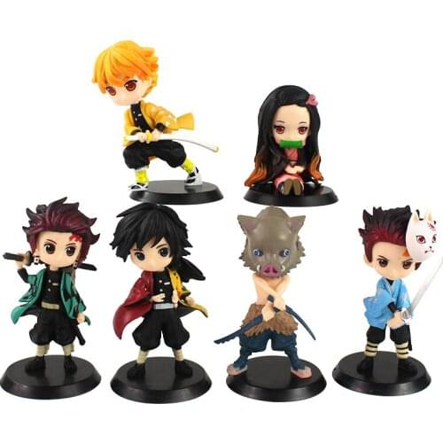 Anime Demon Slayer Kimetsu no Yaiba Nezuko Tanjirou Tsuyuri Zenitsu Kochou Shinobu Giyuu Inosuke PVC Q Version Figure Toys Dolls