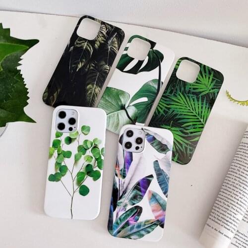 Moskado Banana Leaves Glossy Phone Case For iPhone 12 Pro 11 Pro Max X XR XS Max 7 8 Plus SE 2020 Soft IMD Silicone Back Cover