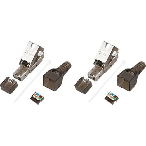 HOT-2PCS Cat7 Connector Rj45 Ethernet Plug Adapter Tool-Free Crimping Cat7 Shielded Metal Boot Network Ethernet Cable Plug