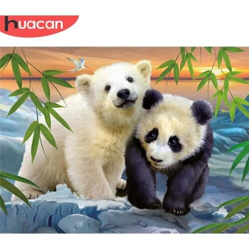 HUACAN Diamond Painting Panda Full Square Round Sale 5D Diamond Embroidery Mosaic Animal Bear Craft Kit Home Decor