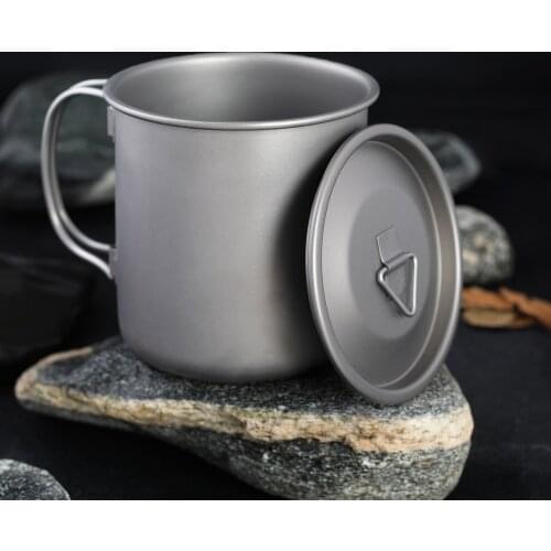 COMBO Titanium Cup Pot Ultralight Portable Cup with Lid and Foldable Handle Outdoor Camping Hiking Backpacking