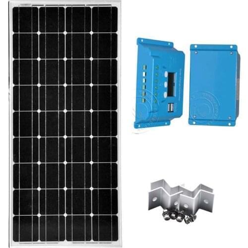 Kit Solar Panel 100w 18v Monocrystalline Solar Battery Charger Solar Charge Controller 12v/24v 10A LCD Dual USB Phone Charger