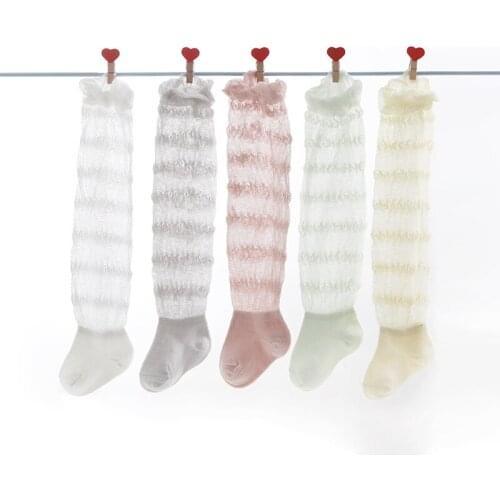 Summer Thin Newborn Baby Socks Mesh Cotton Knee High Baby Girls Sock Toddler Striped Baby Boys Socks for Casual Children 0-3Y