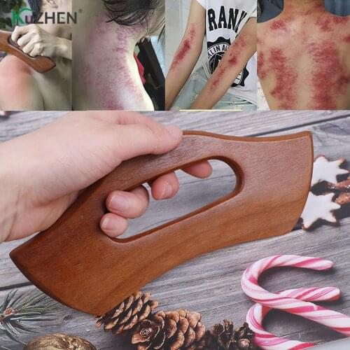 New Carbonized Wooden Guasha Massage Scraper Pressure Therapy Acupoint Massager Facial Body Health Care Handle Massage Tool