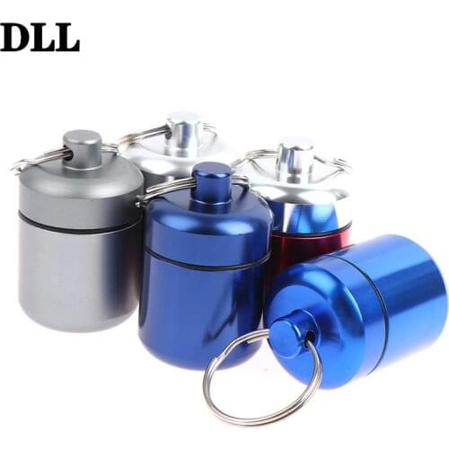 Mini Portable Aluminium Pill Case Carry Bottle Case Protection Medicine Box Keychain Outdoor Pocket Pill Box Container