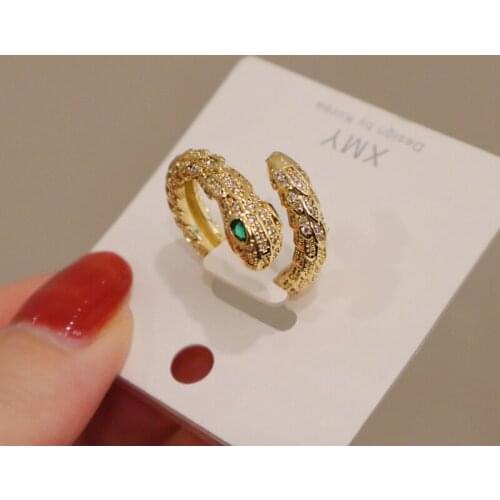 Fashion Gold Color Snake Ring For Women Girl Adjustable Exquisite Shiny Cubic Zirconia Finger Ring Wedding Jewelry Gift
