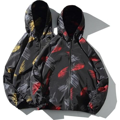 2019 Autumn Casual Men Jacket Japanese Street Floral Print Bomber Jacket Zipper Windbreaker Oversize Coat Hoodie Sweatshirt