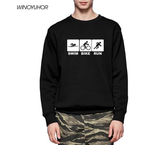 Triathlon Hoodies Men Swimming Biking Running Funny Printed Sweatshirts For Men Winter Fashion Long Sleeve Tops Pullovers