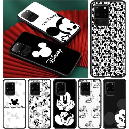Mickey black and white for Samsung S20 FE Ultra Plus A91 A81 A71 A51 A41 A31 A21 A11 A72 A52 A42 A22 Soft Black Phone Case