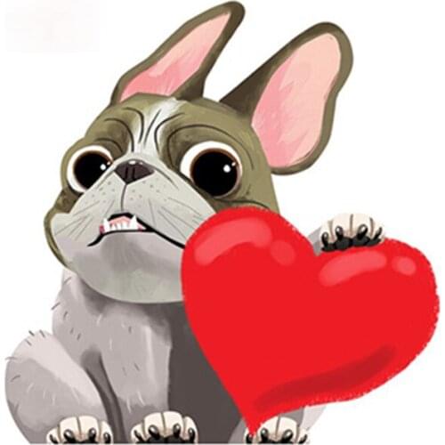Personality French Bulldog Sticker Heart Decal Car Window Styling Waterproof Car Stickers Cartoon Pet Dog Car Decor Apply To Car