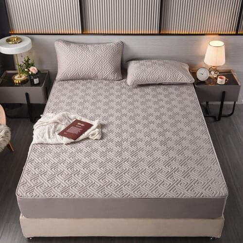 Bed Mattress Cover King Queen Quilted Bed Fitted Bed Sheet Anti-Bacteria Breathable Mattress Air-Permeable Bed Pad Protector