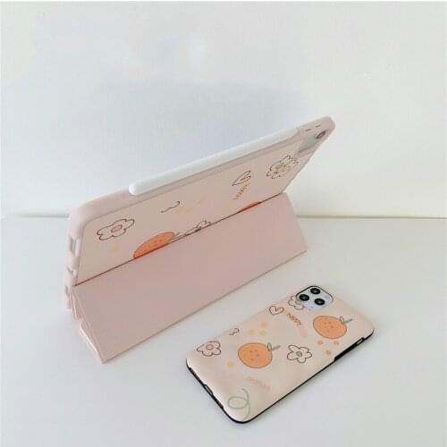 2021 new Cute Orange For iPad AIR 2 3 10.5 Pro 201910.2 inch Case for iPad 2017 2018 9.7 Mini 5 Cover Capa for ipad cover