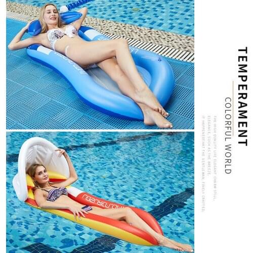 Floating Water Hammock Float Lounger Floating Toys Inflatable Floating Bed Chair Swimming Pool Foldable Inflatable Hammock Bed