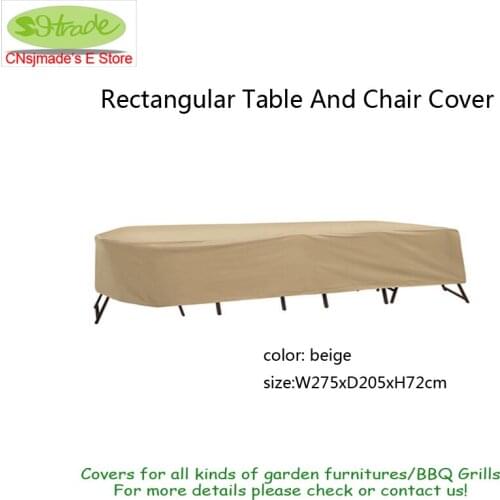 Suitable Oval Or Rectangular Table And High Back Chair Cover Beige waterproofed fabric 275X205X72cm , Beige color, Free shipping