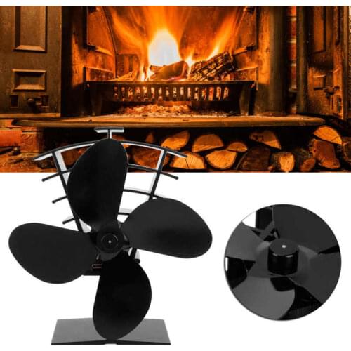 11.2X8X19.7cm Fireplace Fan 4 Blades Heat Powered Stove Fan Heat Distribution For Wood Log With Safety Device Heat Safety Device