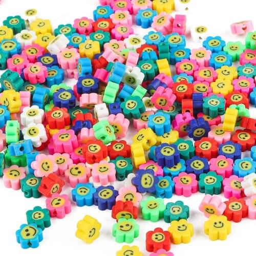 30Pcs/lot 9-10mm Mix Color Fruit Flower Clay Spacer Beads Polymer Smile Beads For Jewelry Making DIY Handmade Accessories