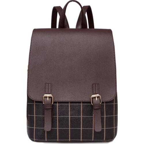 Brand high quality leather backpack classic British style young girl school bag luxury designer fashion zipper travel backpack