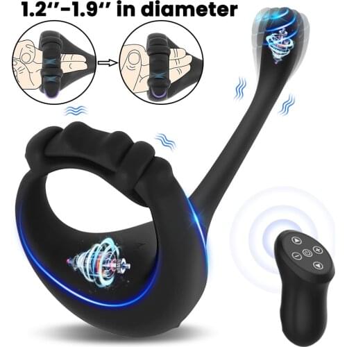 Cock Ring Vibrator with Remote Controller 10 Speeds Penis Ring Massager Clitoral Stimulation Erection Trainer Sex Toys for Man