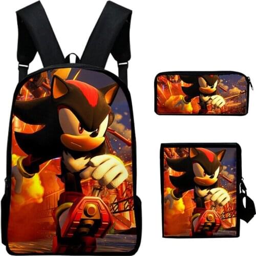 High Quality Super SONIC Rucksack Students School Bags Surprise Gift School Backpack (3pcs / Backpack+pencil Case)
