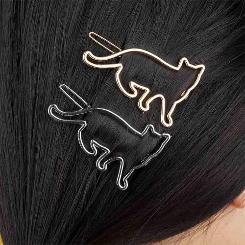 Lovely Silver Gold Cat Shape Women Girls Hair Clip Clamp Hairpin Fashion Jewelry Hair Accessories hair styling tool Hair Decorat