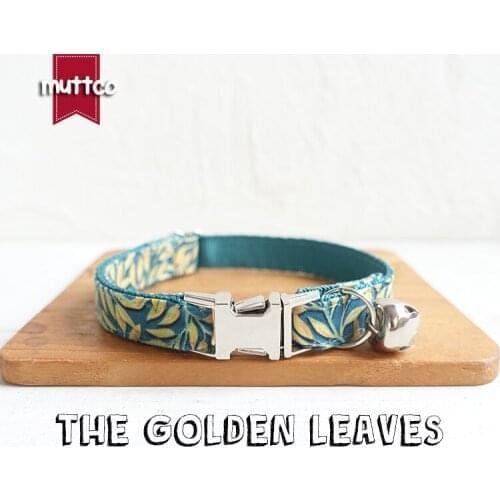 10pcs/lot MUTTCO Retailing adjustable cat collar THE GOLDEN LEAVES leash set for pets security training 2 sizes UCC089