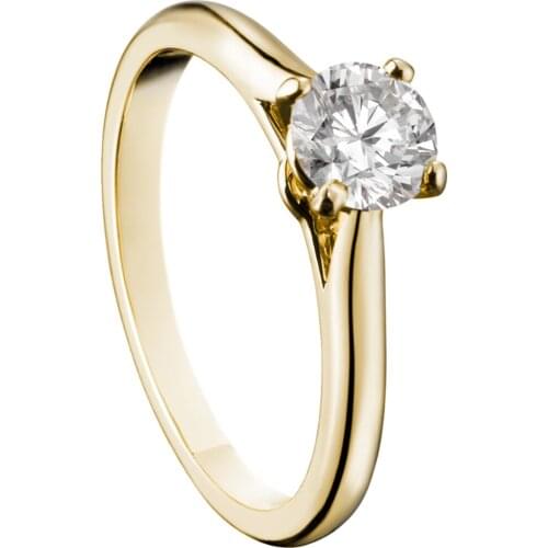 18K Au750 Yellow Gold Ring Women Wedding Anniversary Engagement Party Ring Round Moissanite Diamond Elegant Romantic Trendy Cute