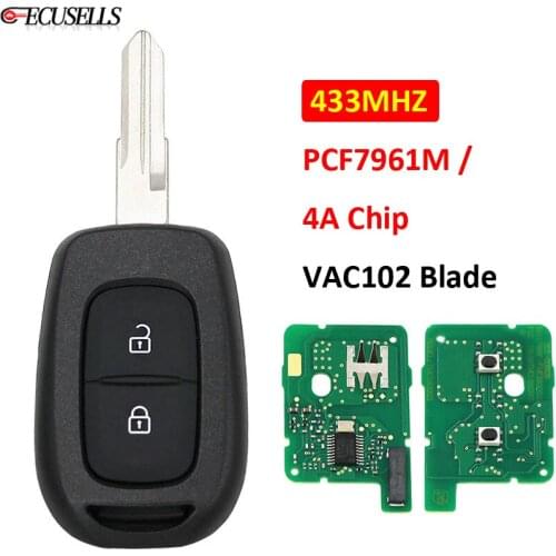 2 Button Remote Smart Car Key 433MHZ 4A PCF7961M Chip VAC102 Uncut Blade for Renault Sandero Dacia Logan Lodgy Dokker Duster