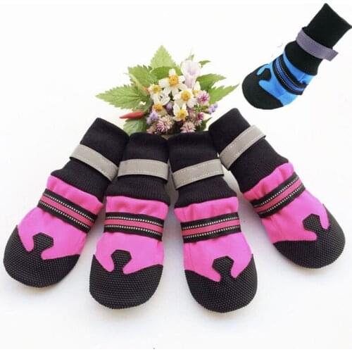 4pcs/set No-slip Pet Dog Shoes Reflective Waterproof Dogs Boots Paw Protector Warm Snow Rain Booties Socks Footwear Dog Products