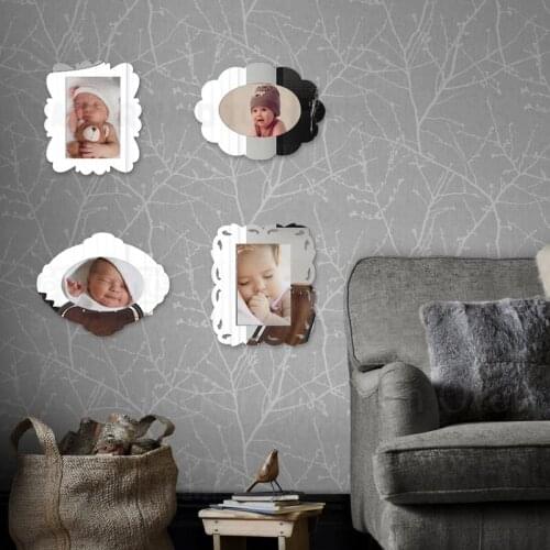 4pcs Photo Picture Frame Wall Mirror Frames Set Luxury Europe Antique Retro Baby First Year Magnet Thin 3x3.5in 4x6in 5x7in F011
