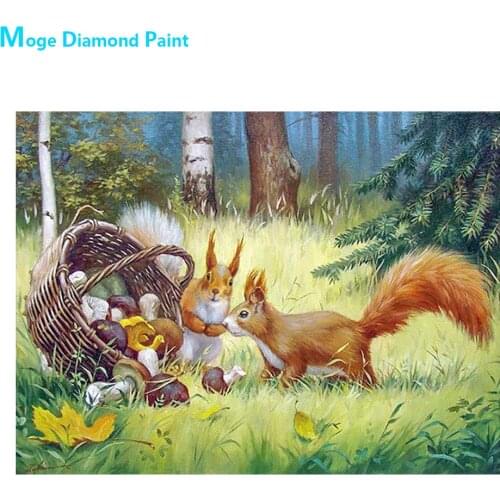 Squirrel Stealing Mushrooms Diamond Painting Animal Round Full Drill Nouveaute DIY Mosaic Embroidery 5D Cross Stitch Home Decor