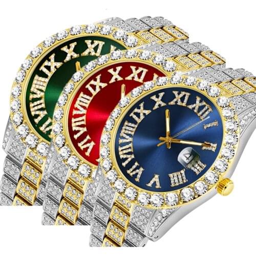 Top Brand Watch for Men Luxury Rhinestone Full Iced Out Watch Clock Hip Hop Wristwatch Watch Men Groomsmen Gifts Reloj Hombre
