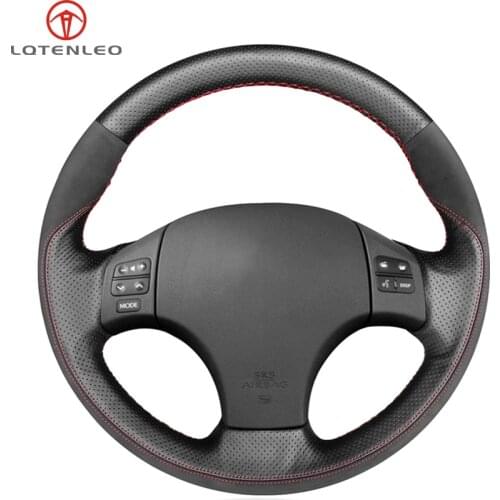 LQTENLEO Black Genuine Leather Suede Steering Wheel Cover For Lexus IS IS250 IS250C IS300 IS300C IS350 IS350C F SPORT 2005-2011