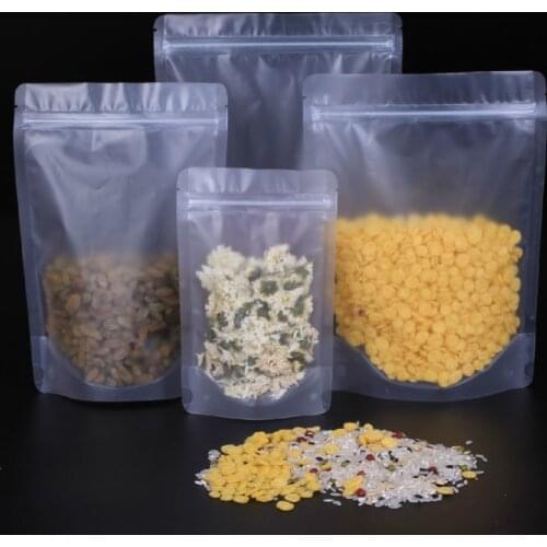 Ferimo 50pcs Transparent zip lock stand up bag food candy gift jewelry packaging storage bags plastic seal sealing pouch