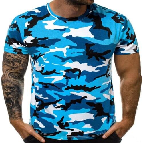 Summer Camouflage Printing Mens Sports T-shirt Slim Fit Short Sleeve Top Comfortable Pullover Casual Oversize Mens Clothing