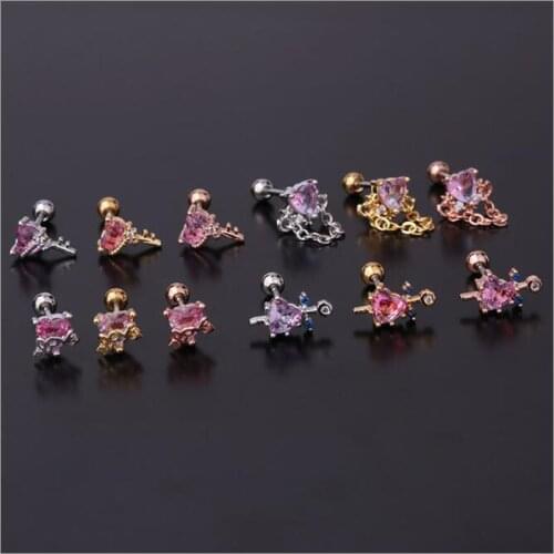 JINGLANG Fine Jewelry Minimalist Glitter Stainless Steel Stud Geometric For Piercing Earring For Teens Ear Cuffs Jewelry