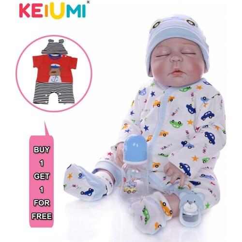 KEIUMI Hot 23 Inch Reborn Baby Dolls Menino Full Silicone Vinyl Lifelike Sleeping Boneca Reborn Toy For Childrens Day Gifts