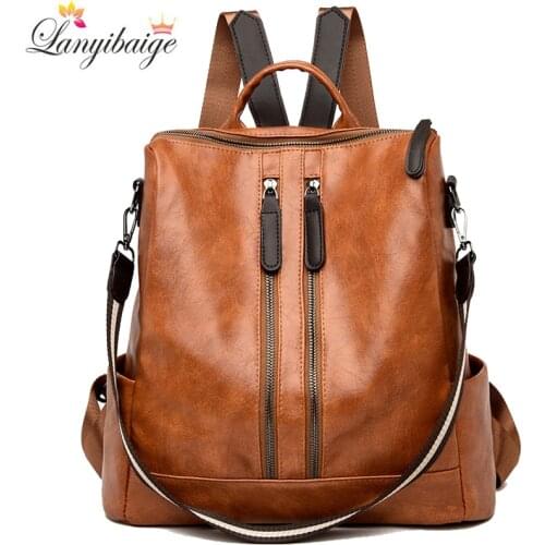 High Quality Leather Backpack Women 2021 New Shoulder Bags High Capacity Travel Backpack School Bags for Girls Bagpack mochila