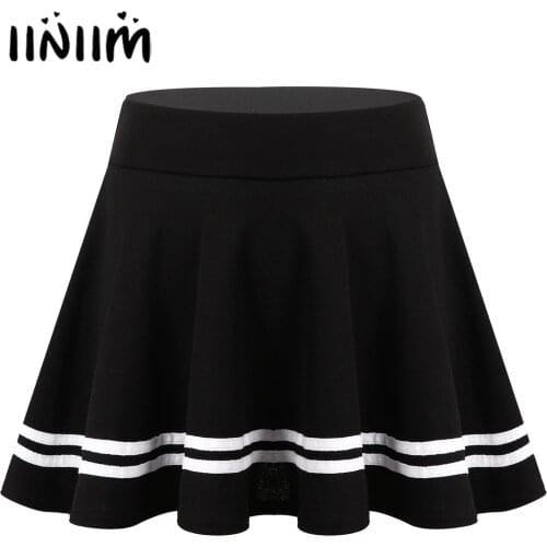 Womens Hemline A-Line Miniskirts Wide Elastic Waistband Flared Skirt Ladies Girls Casual High Waist Striped Mini Skirts