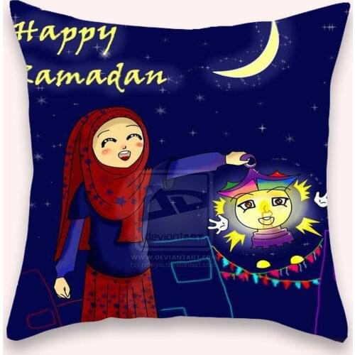 Western Eid Mubarak Pattern Printed Pillowcase Sofa Lazy Cushion Cover Pillow Covers Decor Home