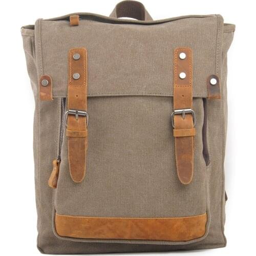 New European And American-Style Retro men Casual Bag Tide Cool Backpack Canvas with Leather Cloth Bag