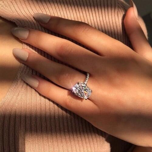 2021 New Arrive Big White Clear CZ Zirconia Pricess Cut Accent Stone Rings For Women Female Gorgeous Engagement Wedding Jewelry