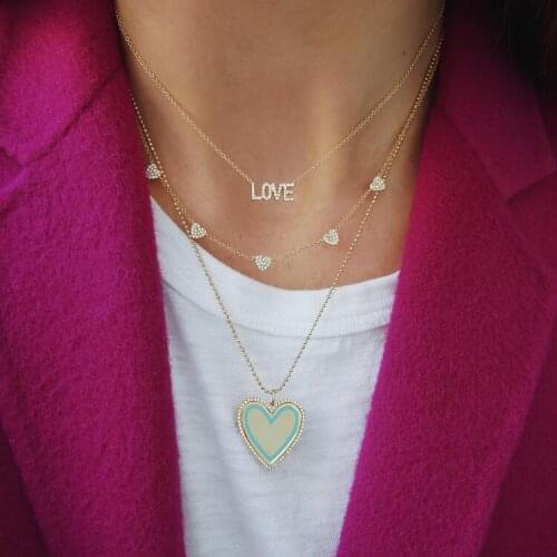 Cute lovely cz heart charm chain 925 sterling silver choker necklace delicate minimal lover gift High quality Heart necklaces