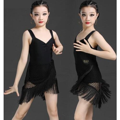 Children Latin Dance Dress Spring And Summer Girls Competition Practice Clothes Child Ballroom Performance Sling Tassel Dress