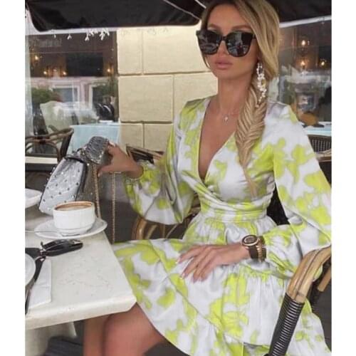 African Print Dresses For Women Dashiki Long Sleeve V-neck Midi Dress 2021 Robe Africaine Femme Bazin Riche Sexy Party Gown